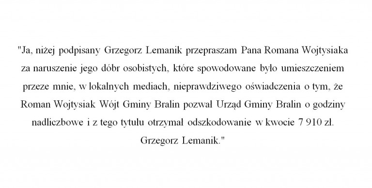  Oświadczenie Grzegorza Lemanika